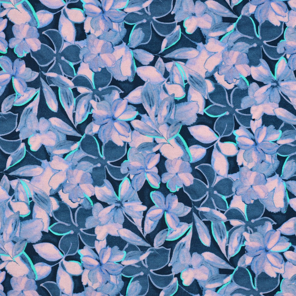 Baumwoll-Loopstrick mit Fliederblüten