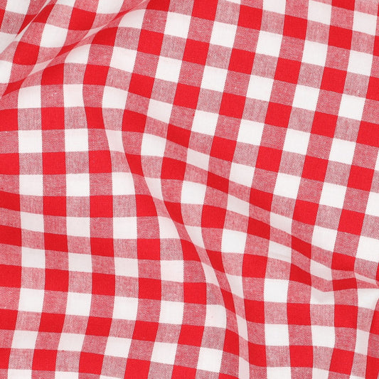 Premium 100% cotton fabric - red plaid 110 g/m²