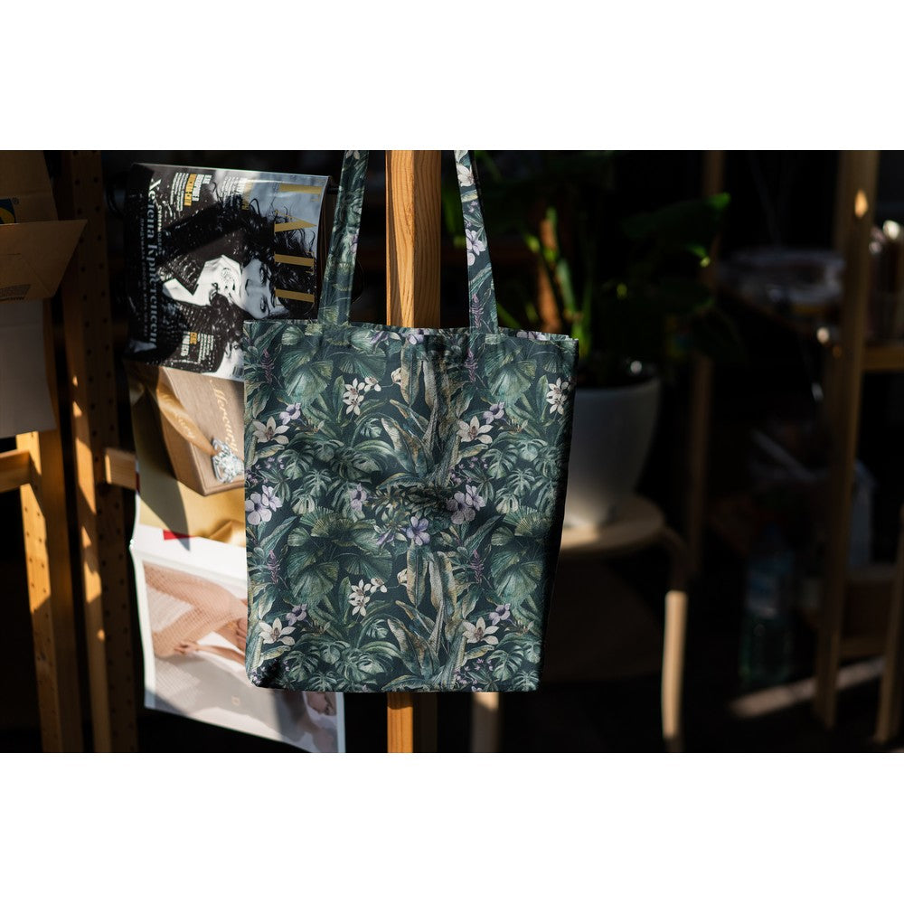 Canvas fabric - blue flowers in the tropics 225 g/m²