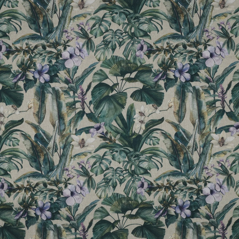 Canvas fabric - blue flowers in the tropics 225 g/m²