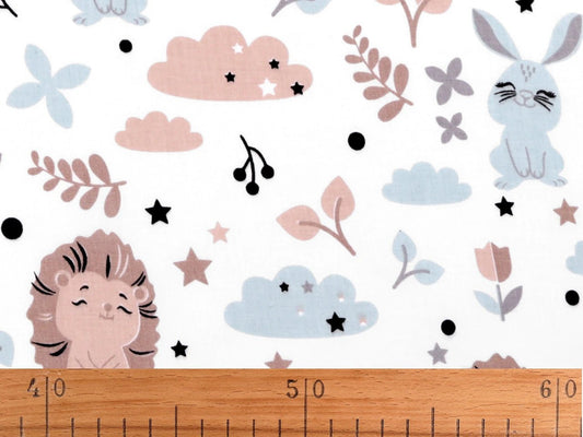 Attēls ar 100% Kokvilnas audums - eži 125 g/m² – pieejams Šarlotes audumi