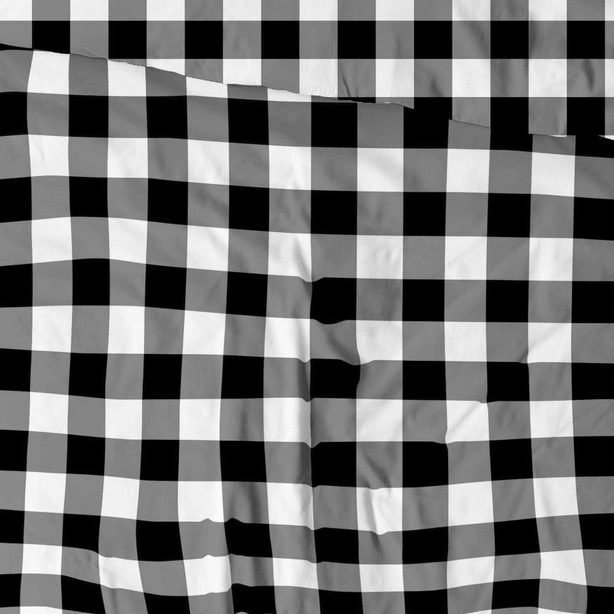 Attēls ar 100% Kokvilnas audums - melnbalts rūtains 125 g/m² – pieejams Šarlotes audumi