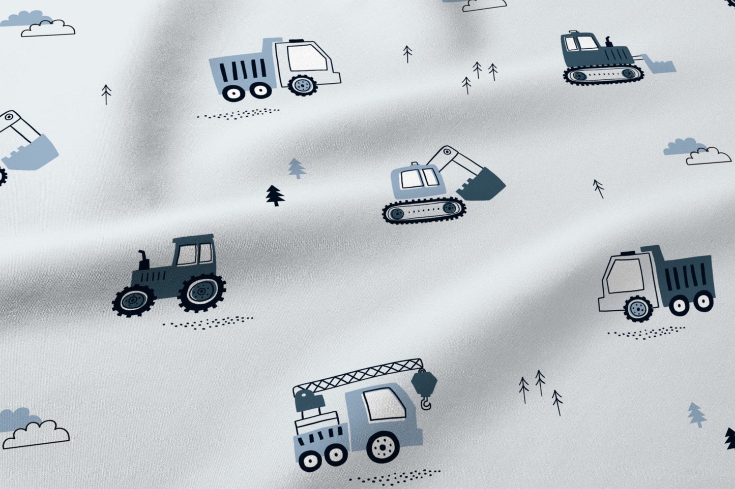 Attēls ar 100% Kokvilnas audums - traktori 125 g/m – pieejams Šarlotes audumi