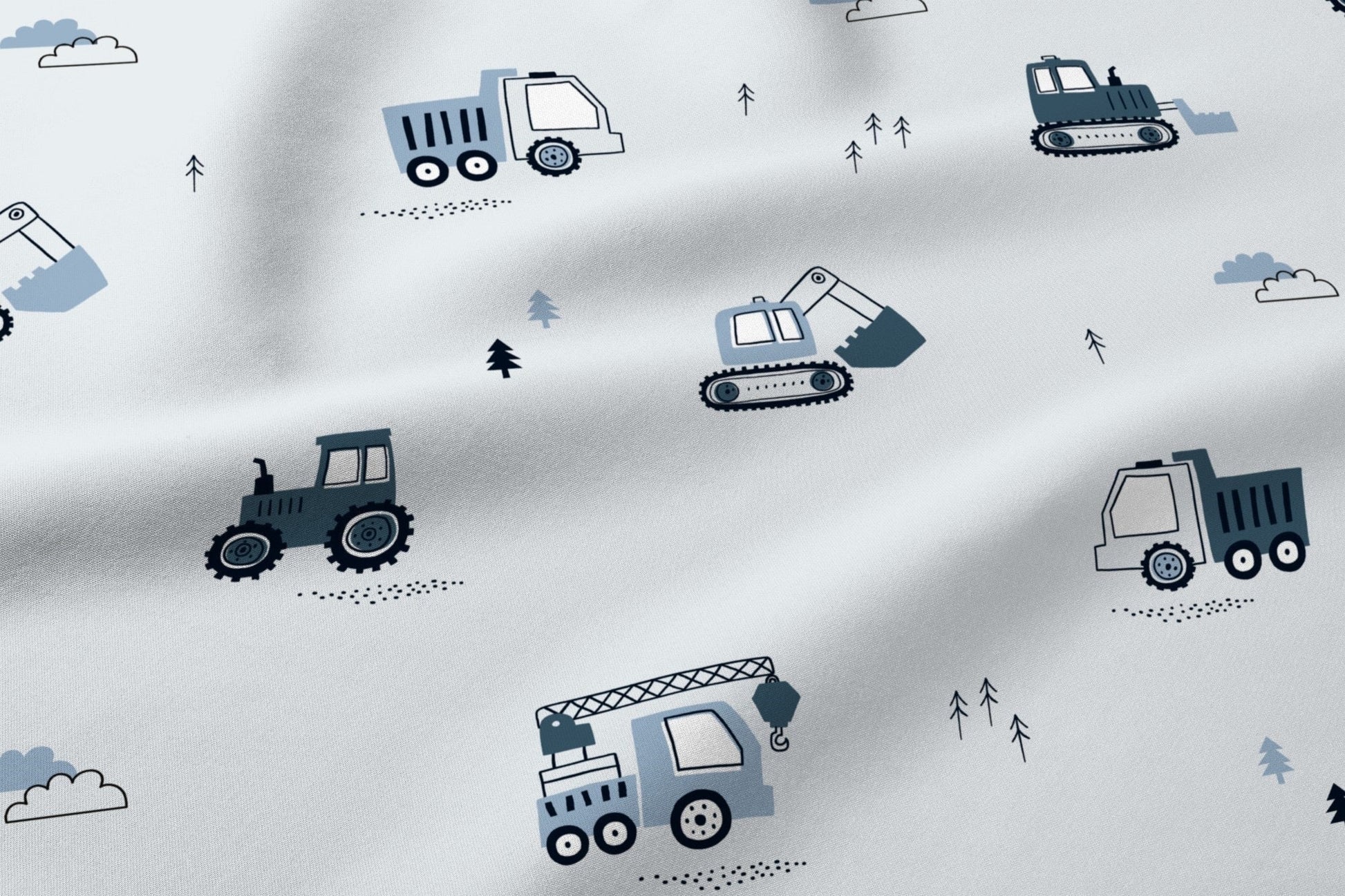 Attēls ar 100% Kokvilnas audums - traktori 125 g/m – pieejams Šarlotes audumi