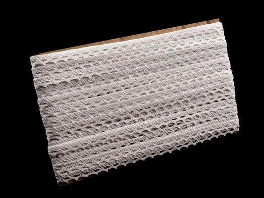 Attēls ar 100% Kokvilnas mežģīne 1,1 cm balta – pieejams internetā Šarlotes audumi