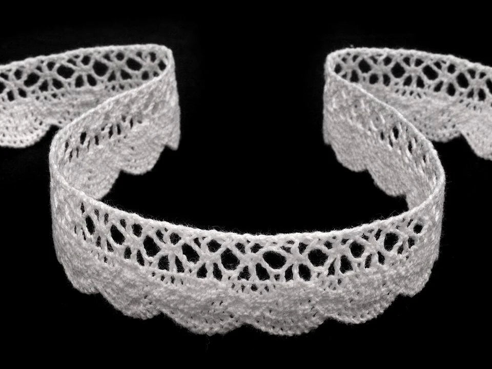 100% Kokvilnas mežģīne - 2,2 cm balta