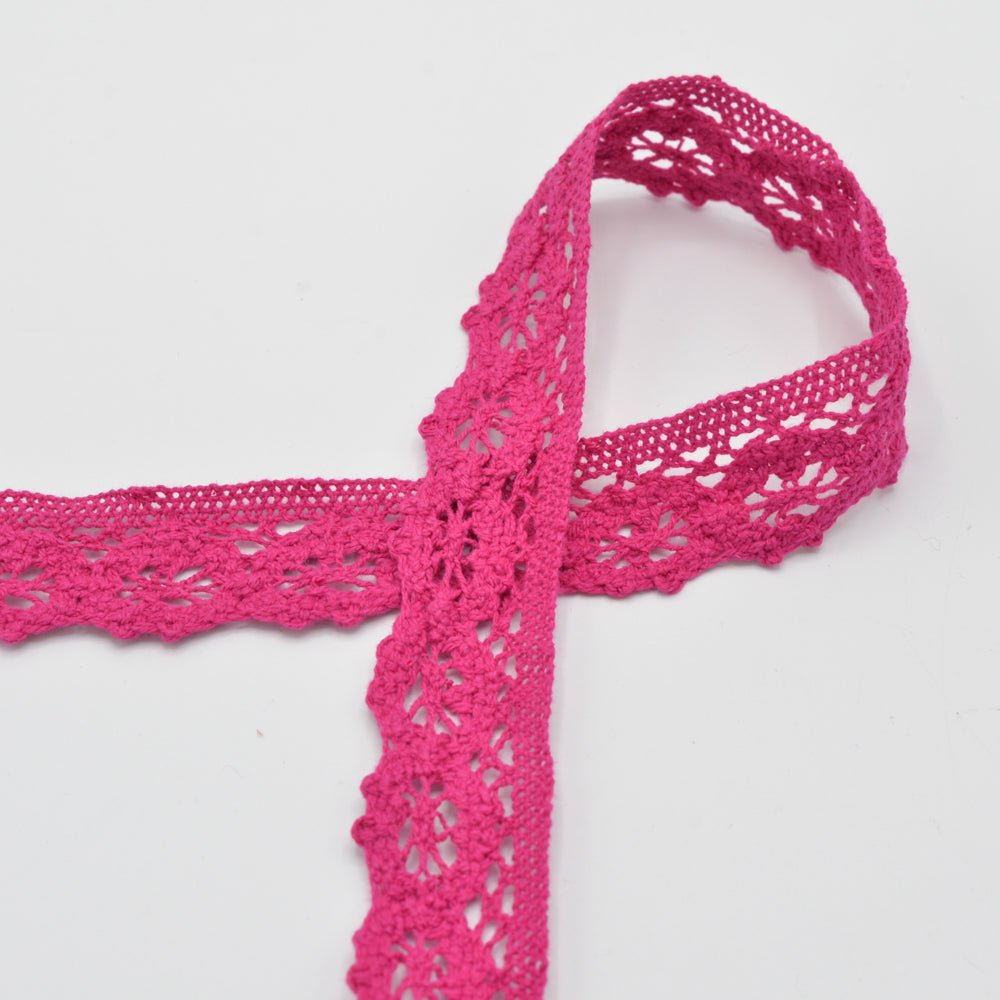 100% Kokvilnas mežģīne - 3 cm fuksija