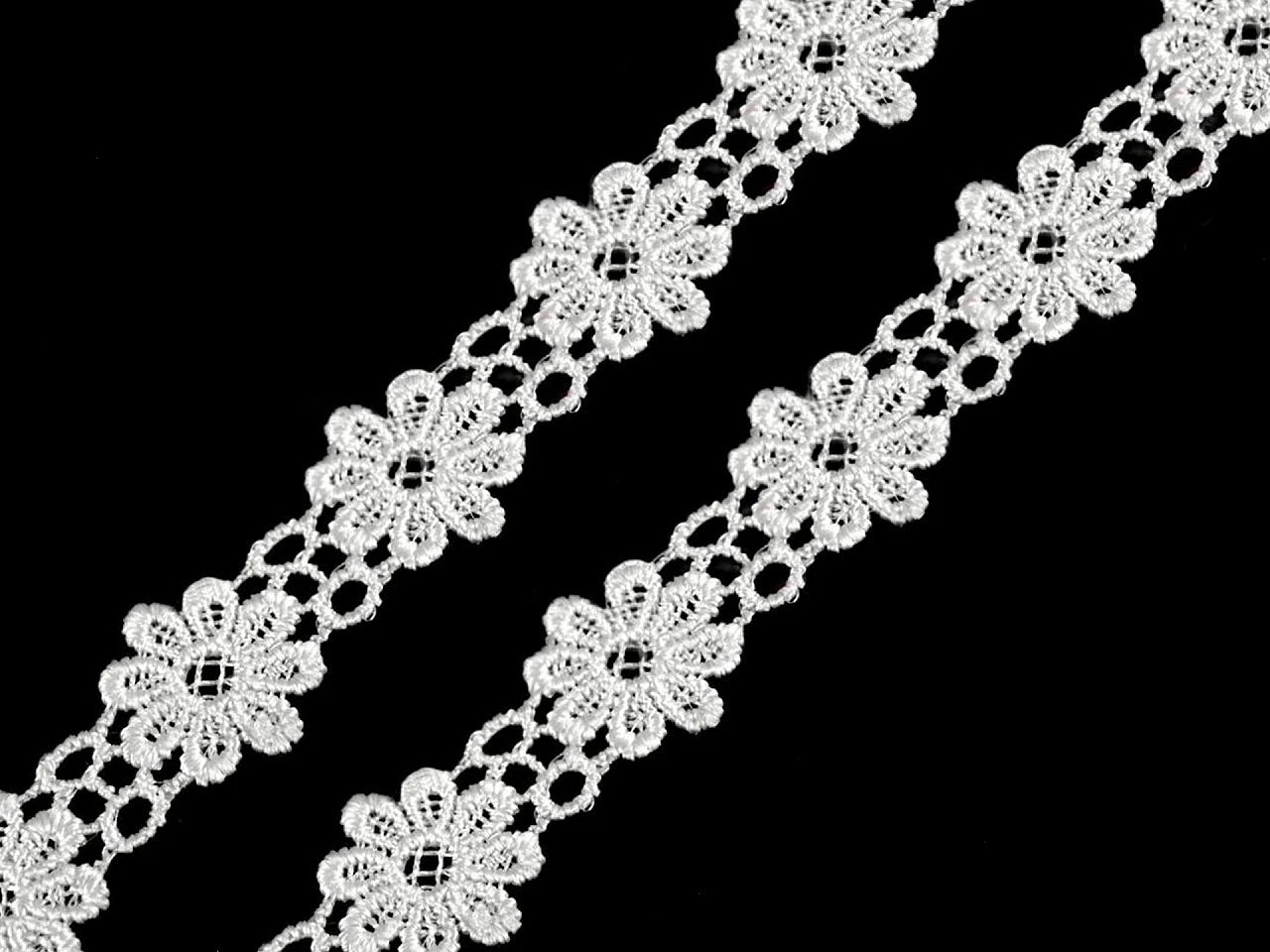 Attēls ar 100% Kokvilnas mežģīne, lente 2cm - balta margrietiņa – pieejams Šarlotes audumi