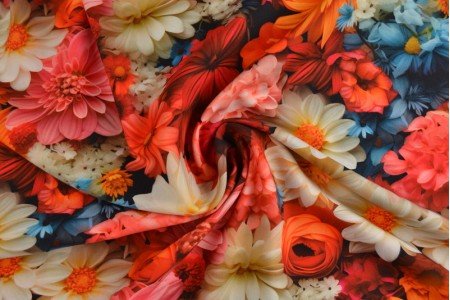 100% Viskozes audums - ziedi 110 g/m²