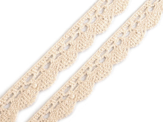 Kokvilnas mežģīņu lente vintage stilā 15 mm