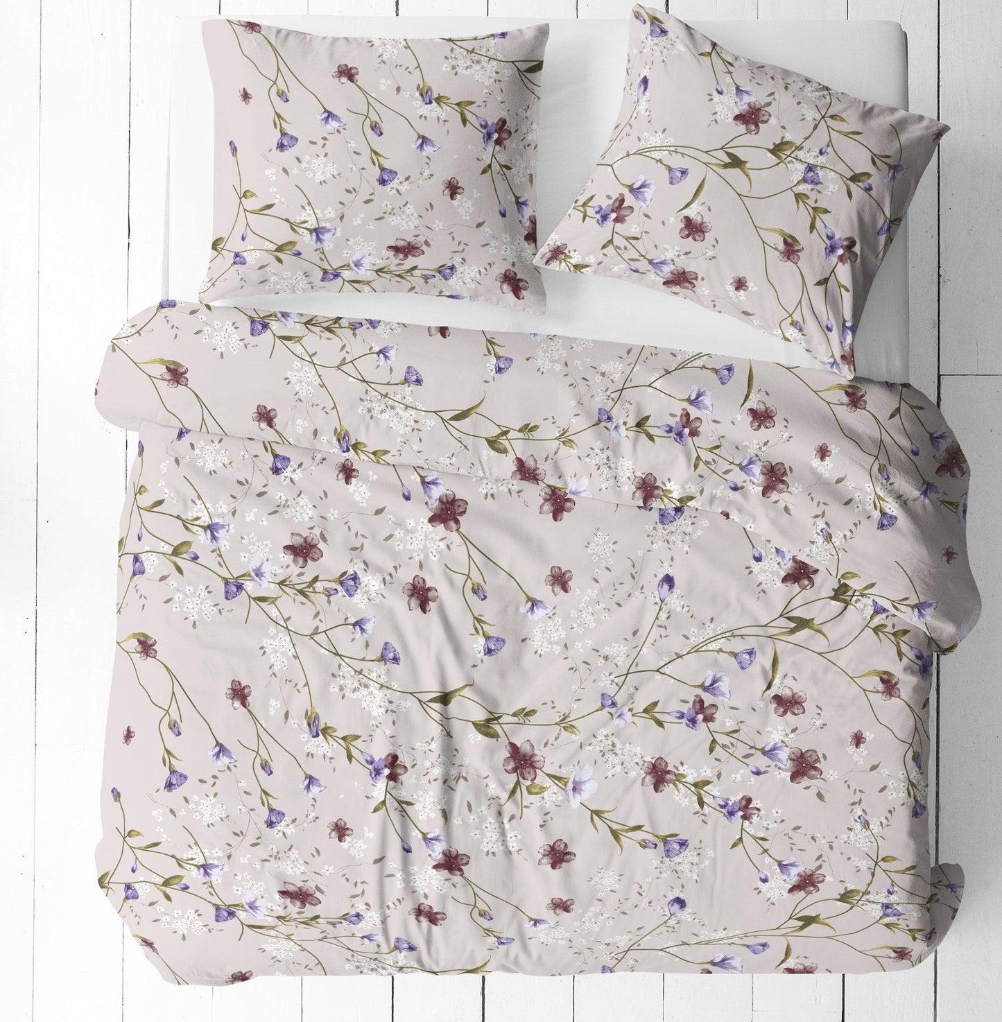 100% Puuvillakangas - Lillemustriga 125 g/m²