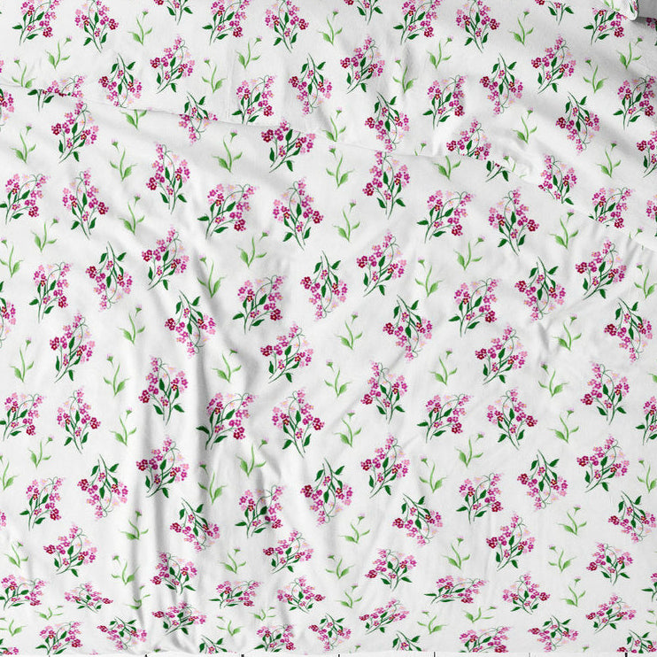 100% Baumwollstoff – rosa Vergissmeinnicht, 125 g/m²