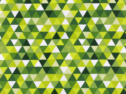 100% Cotton fabric - green triangles 125 g/m²