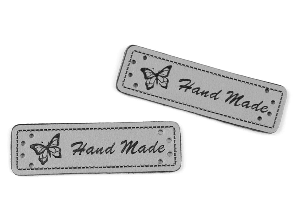 Etiķetes Hand Made 15 × 50 mm – pelēkas