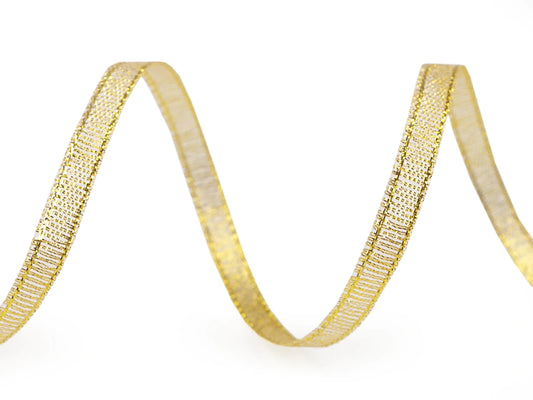 Frayed ribbon with lurex | 6 mm 22.5 m | gold or silver