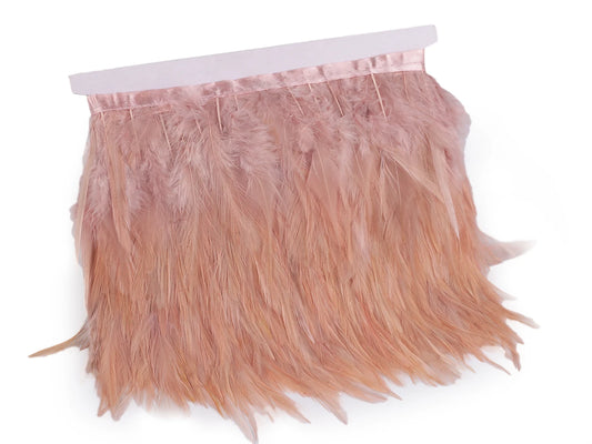 Feather ribbon (rooster) 10-12 cm wide - powder pink