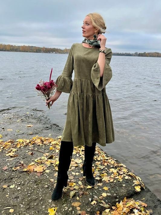 Cotton velour-moss green 250 g/m²