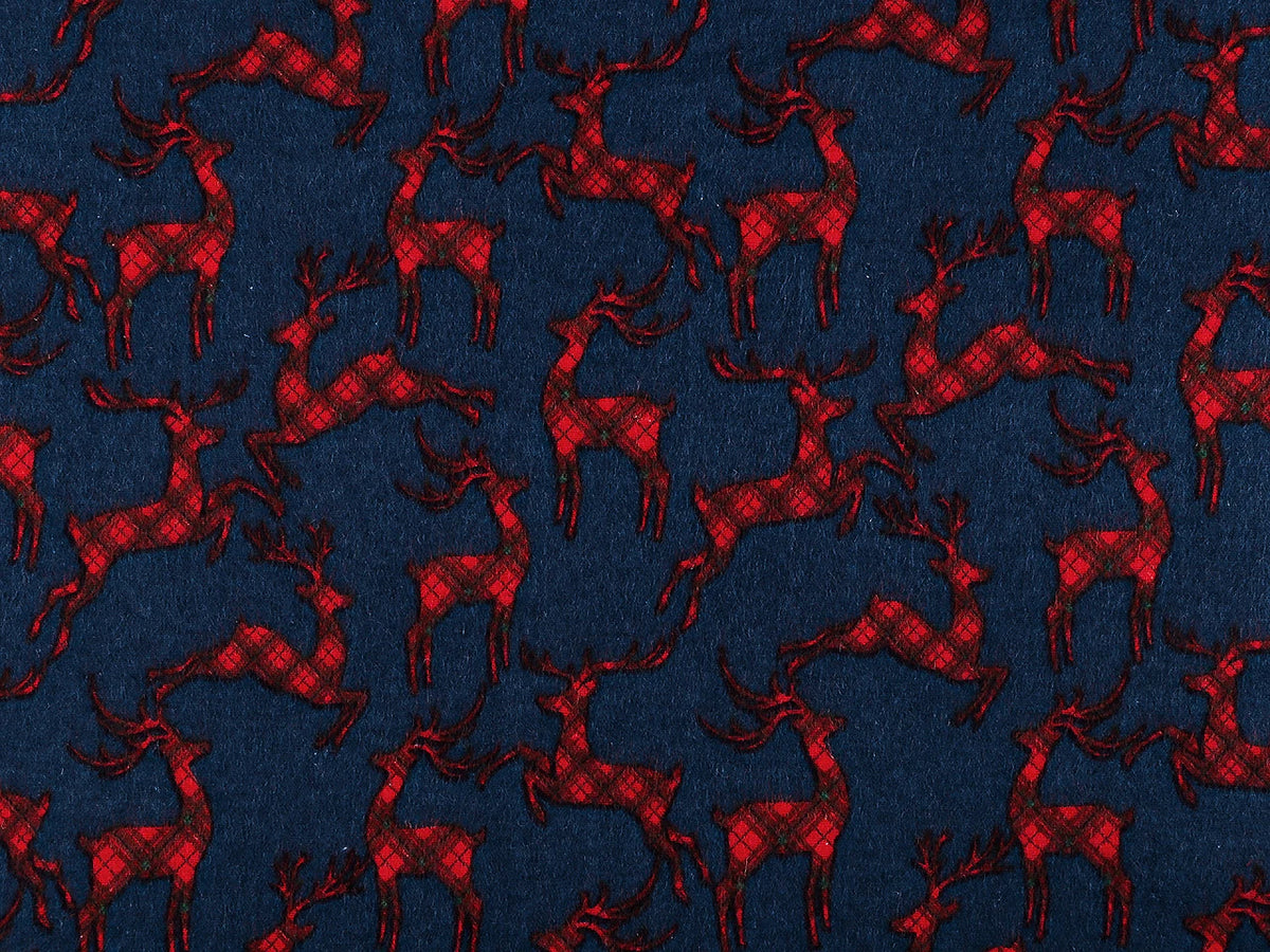 Weihnachts-Baumwollflanell mit Rentieren auf Blau