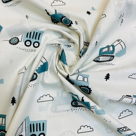 100% Cotton fabric - tractors 125 g/m