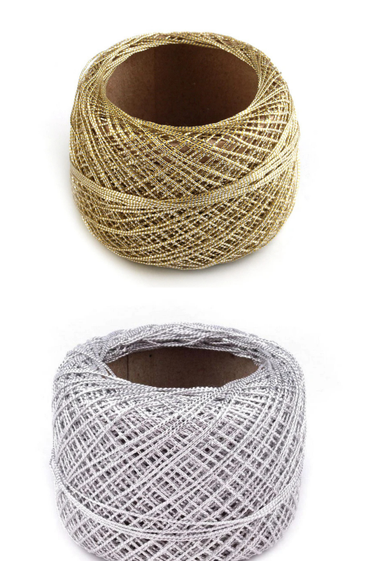 Tambour wire, metallic cord Ø0.5mm, 50m, gold, silver