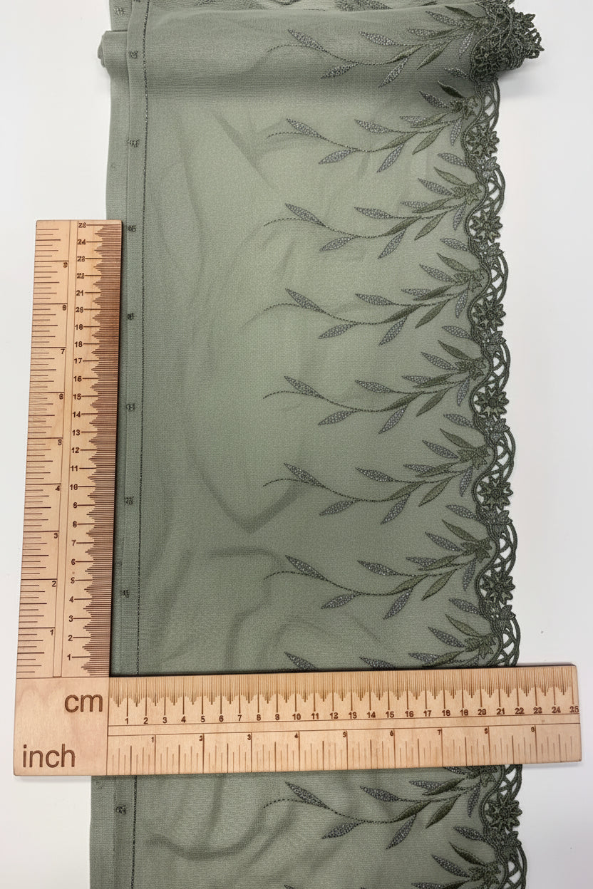 Izšūta mežģīne 22 cm-salvijas zaļa