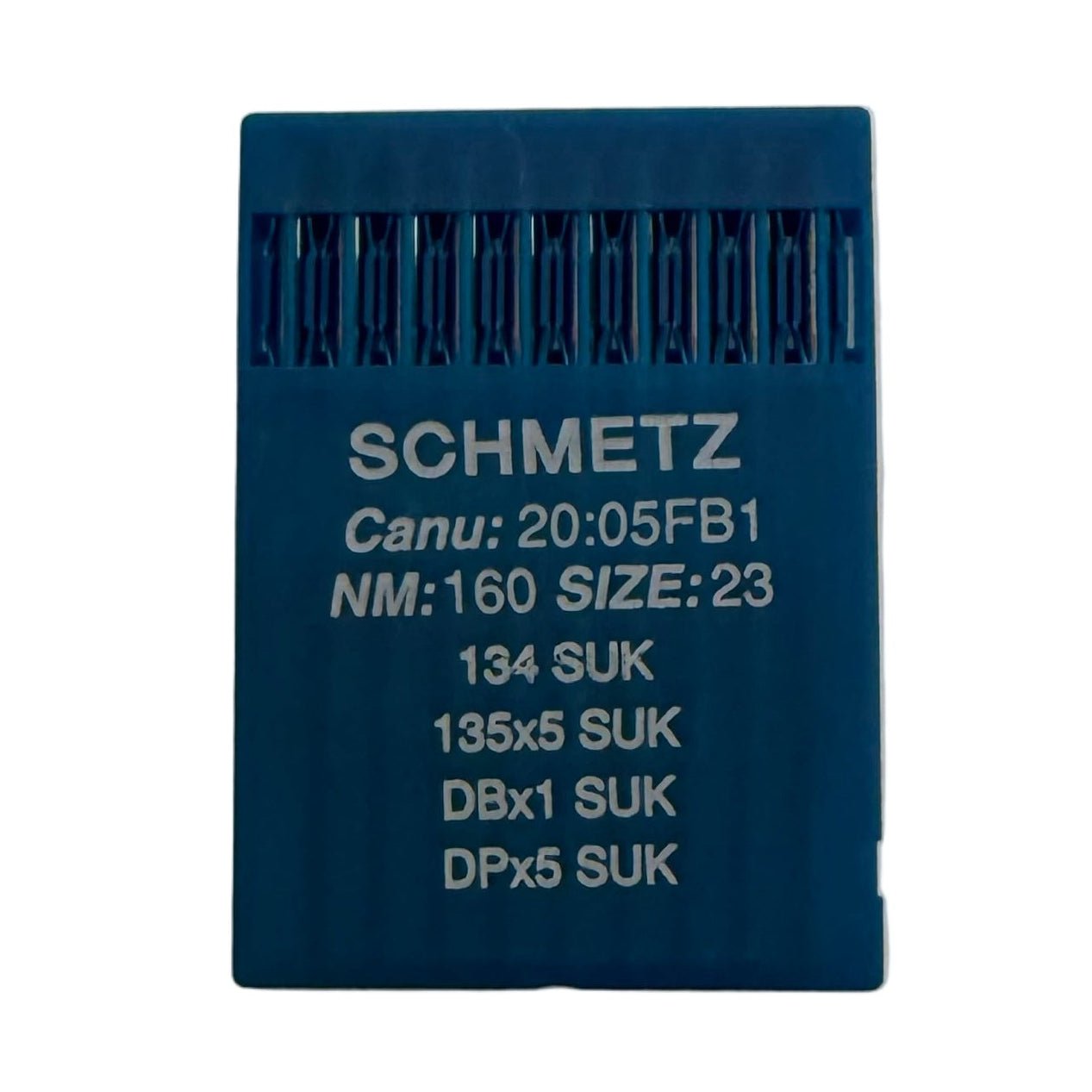 Image des aiguilles pour machines à coudre industrielles SCHMETZ DPx5 SUK – pour tricot et jean (10 pcs) – disponible chez Šarlotes audumi