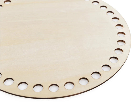 Runde Holz-Bodenscheibe für Taschen und Körbe, Ø20 cm, mit Löchern – erhältlich bei Šarlotes audumi