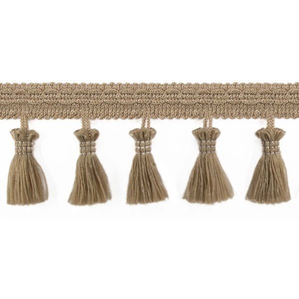 Attēls ar Bārkstīšu lente ar pušķīšiem 55 mm - zeltaina – pieejams Šarlotes audumi