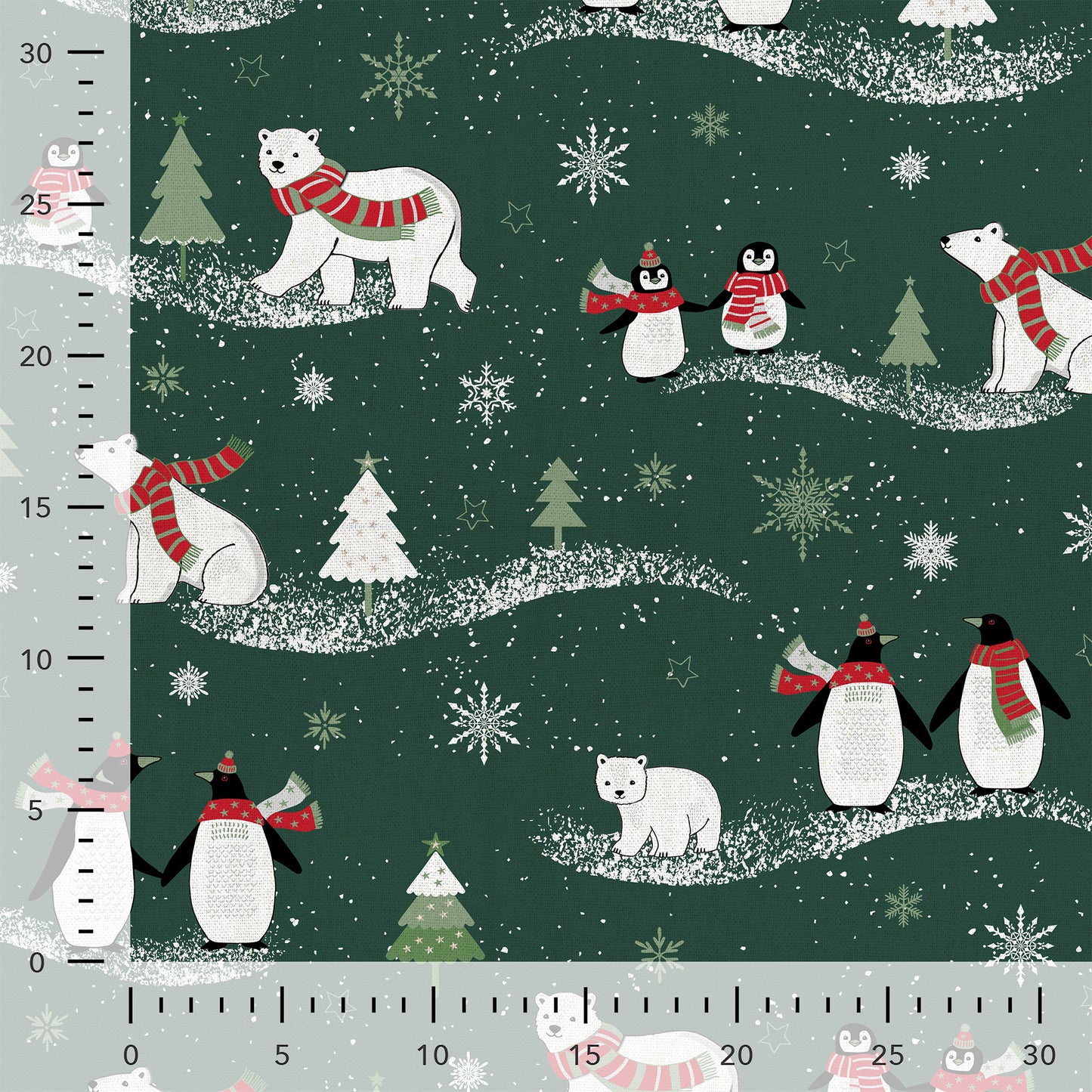 Canvas fabric - Christmas motif on dark green