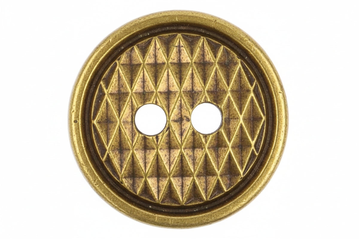 Image de bouton décoratif à motif losange, couleur or brillant, 34 mm (54") – disponible en ligne chez Šarlotes audumi