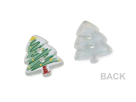 Bild mit dekorativem Knopf „Weihnachtsbaum“, 13 × 15 mm – online erhältlich bei Šarlotes audumi