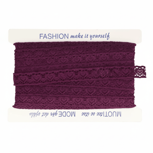 Attēls ar Elastīgā poliamīda mežģīne - 2.5 cm purpura – pieejams Šarlotes audumi