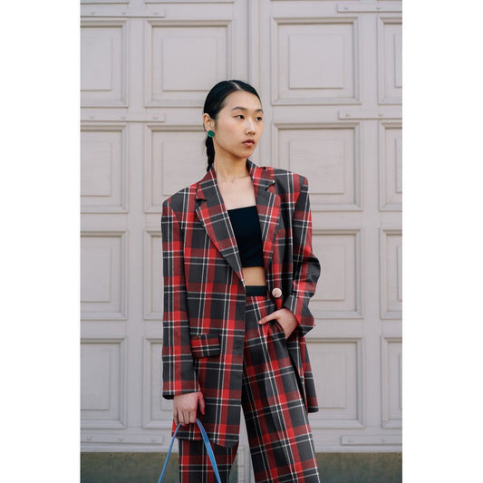 Flanelis - sarkans ar melnu 260 g/m²