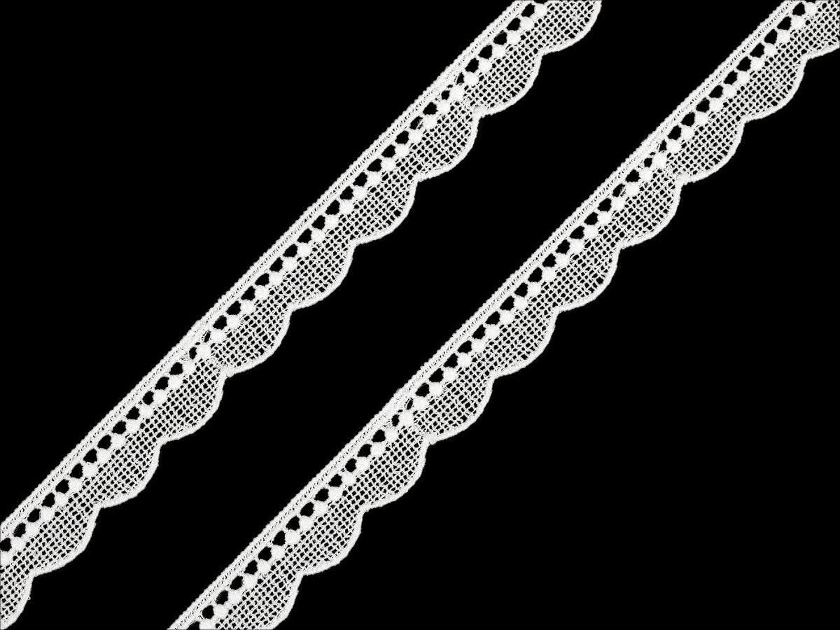 Bild mit Guipure-Spitzenband, milchweiß – 11 mm / 15 mm – online erhältlich bei Šarlotes audumi