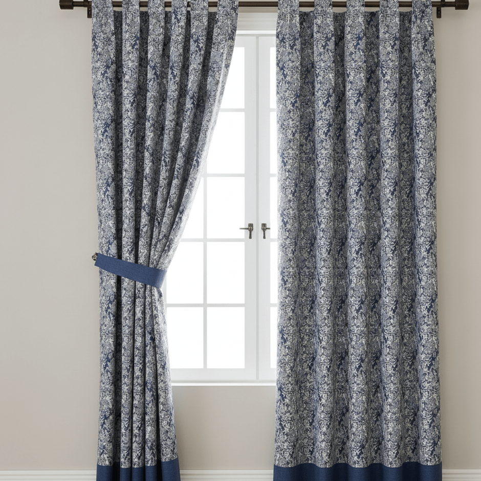 Attēls ar Gobelēns - zils elegants raksts 260 g/m² – pieejams Šarlotes audumi