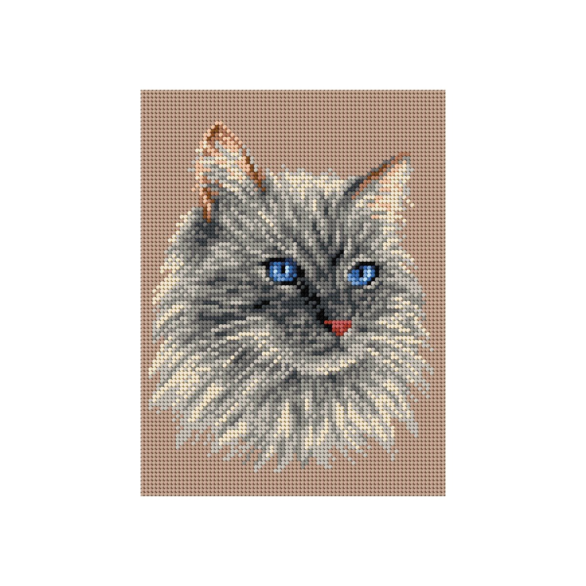 Bild von Stickleinwand mit aufgedrucktem Motiv – Katze, 18 × 24 cm – online bei Šarlotes audumi erhältlich