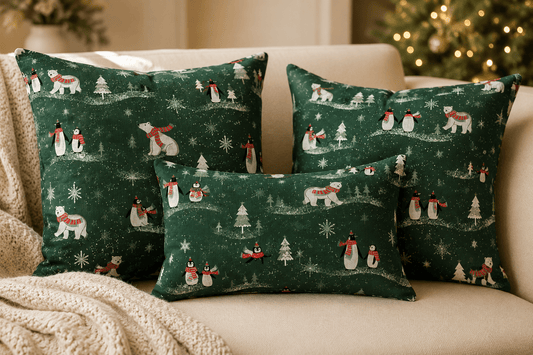 Bild mit Canvas-Stoff mit Weihnachtsmotiv auf Dunkelgrün – online erhältlich bei Šarlotes audumi
