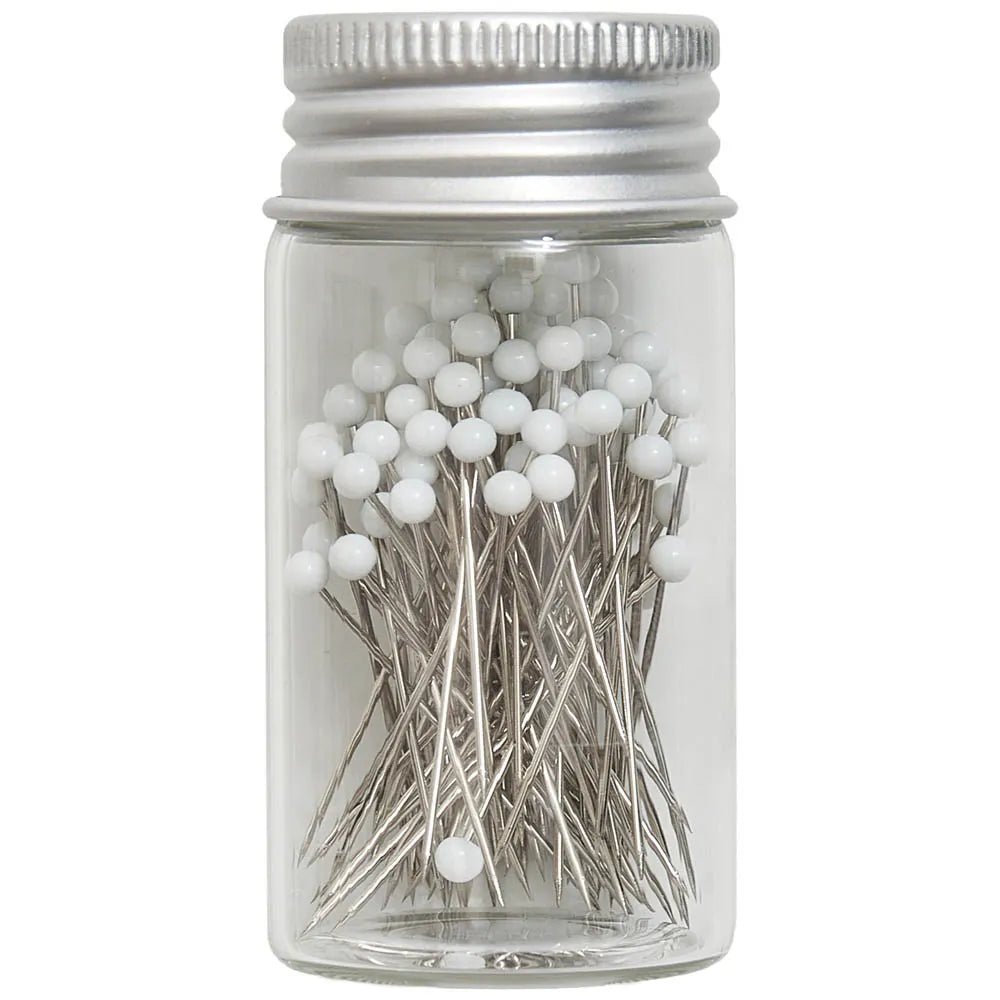 Image d’épingles à tête de verre 0,65×34 mm, blanches Hobby Gift – disponible chez Šarlotes audumi