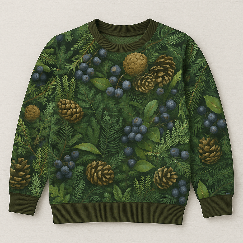 Kokvilnas cilpiņtrikotāža - mellenes mežā 250 g/m²