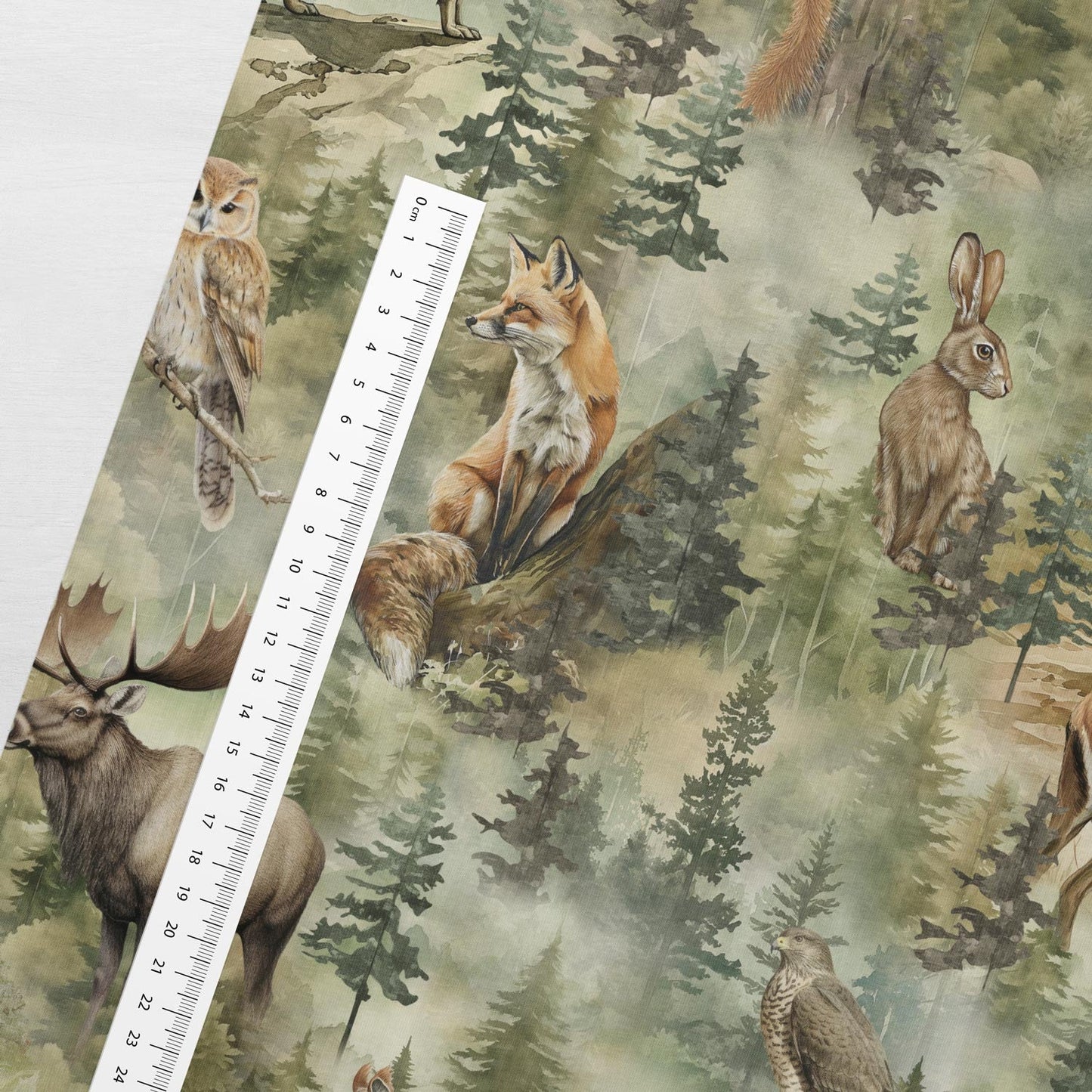Kokvilnas cilpiņtrikotāža - mežā zvēri 250 g/m²