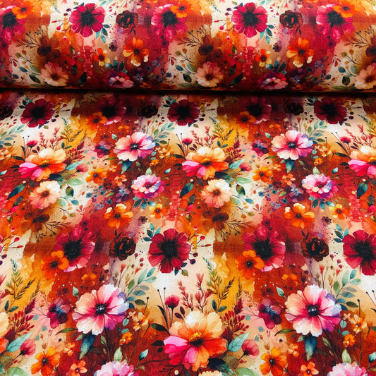 Maille bouclette en coton - conte floral 260 g/m²