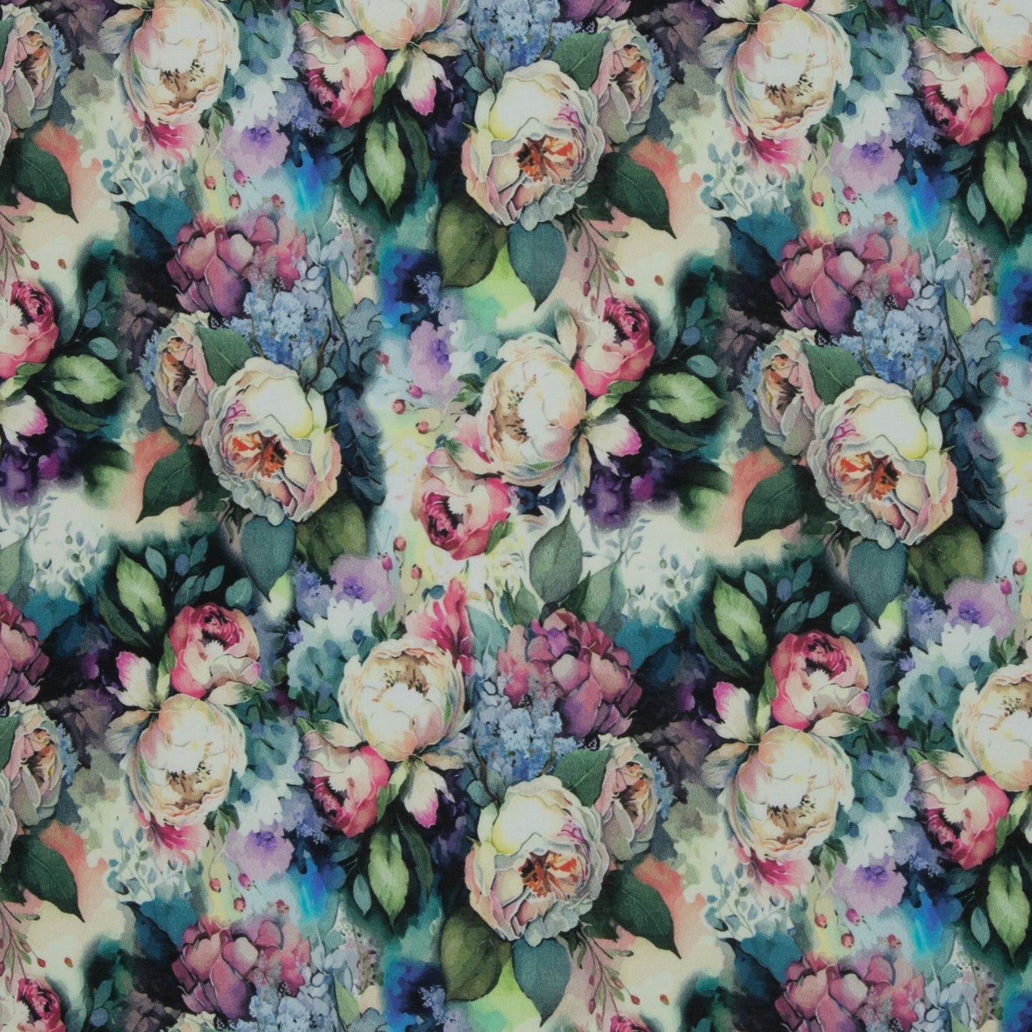 Kokvilnas siltināta trikotāža|Alpen fleece| - peonijas 300 g/m²