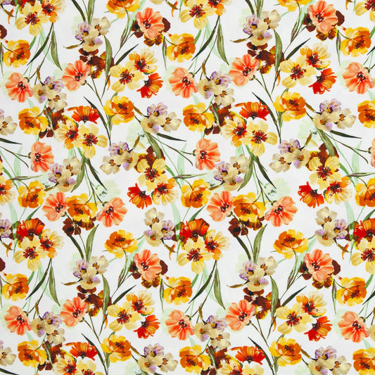 Kokvilnas trikotāža - dzeltenie ziedi 220 g/m²