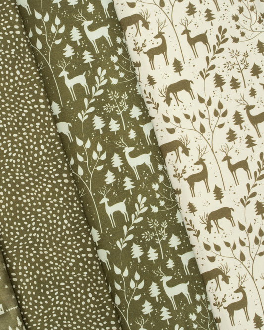 Kokvilnas trikotāža - meža motīvs 230 g/m²