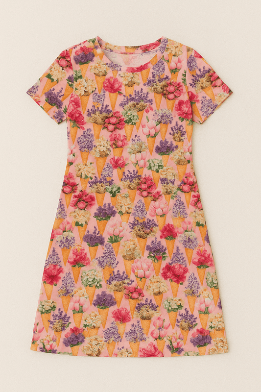 Kokvilnas trikotāža - ziedošie saldējumi 200 g/m²