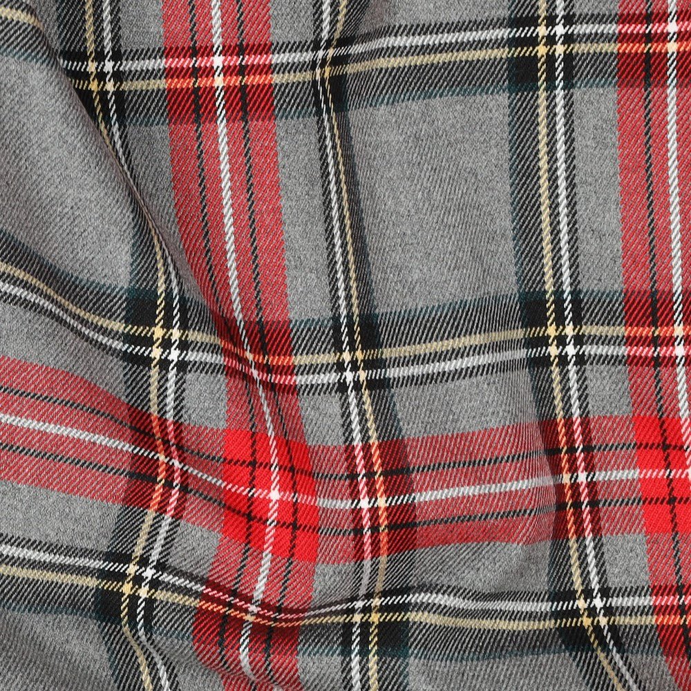 Attēls ar Kostīmaudums - sarkans un gaiši pelēks rūtains 230 g/m² – pieejams Šarlotes audumi