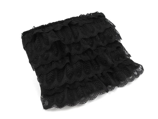 Attēls ar Krokota mežģīņu lente 85–95 mm - melna – pieejams Šarlotes audumi