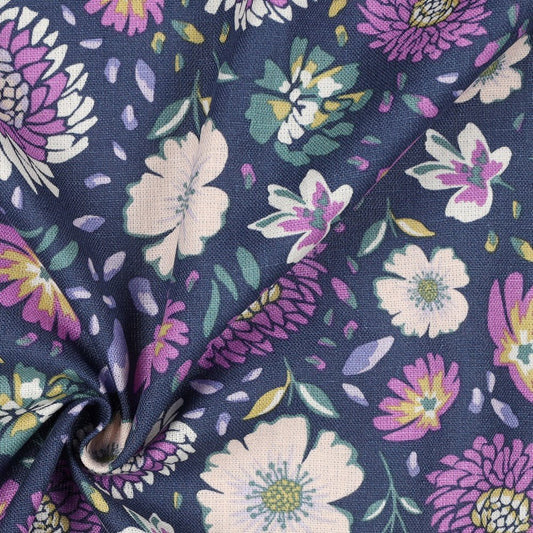 Lins ar viskozi - lillā ziedi 180 g/m²