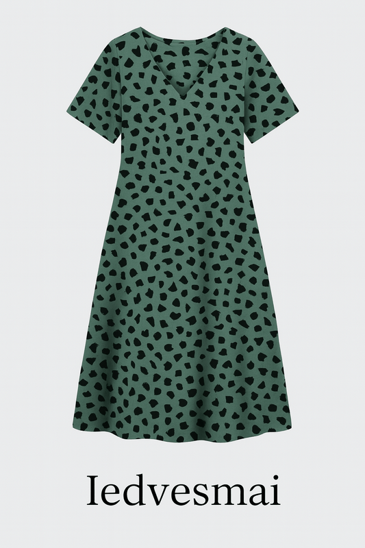 Lins ar viskozi - melni pukti uz tumši mint fona 180 g/m²