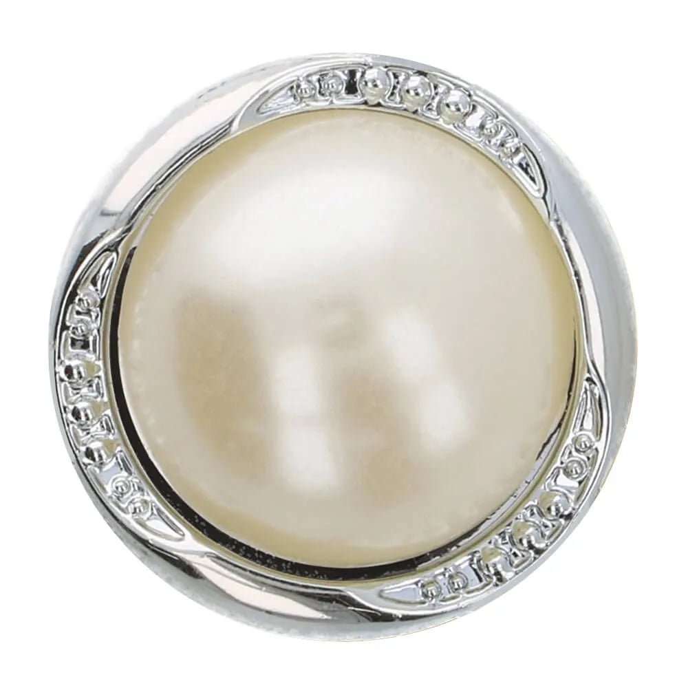 Metāla pogas uz kājiņas 17.4 mm - sudraba pērle